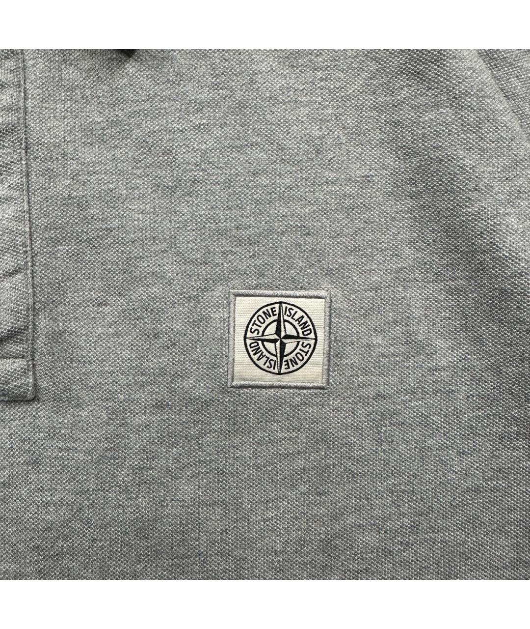 STONE ISLAND Антрацитовое хлопковое поло с коротким рукавом, фото 4