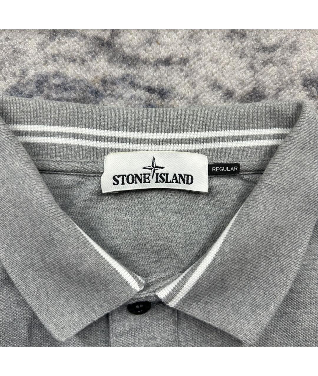 STONE ISLAND Антрацитовое хлопковое поло с коротким рукавом, фото 3