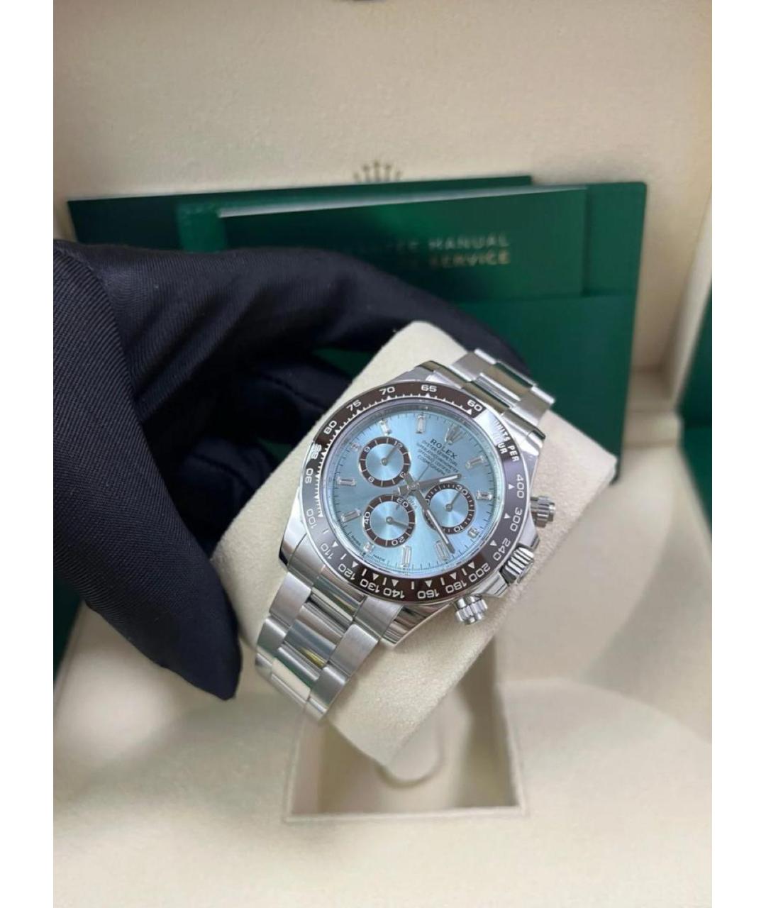 ROLEX Голубые платиновые часы, фото 3