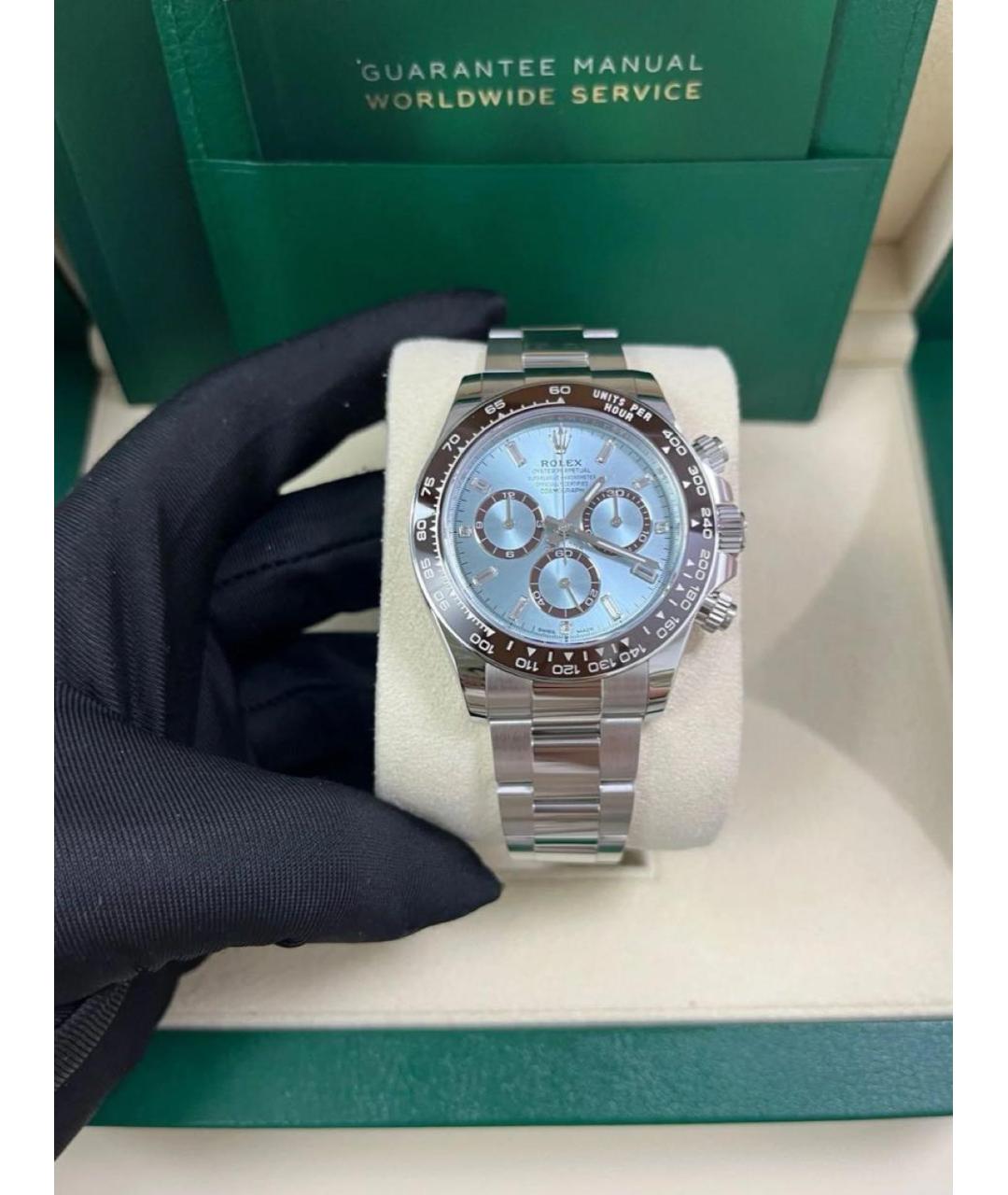 ROLEX Голубые платиновые часы, фото 2