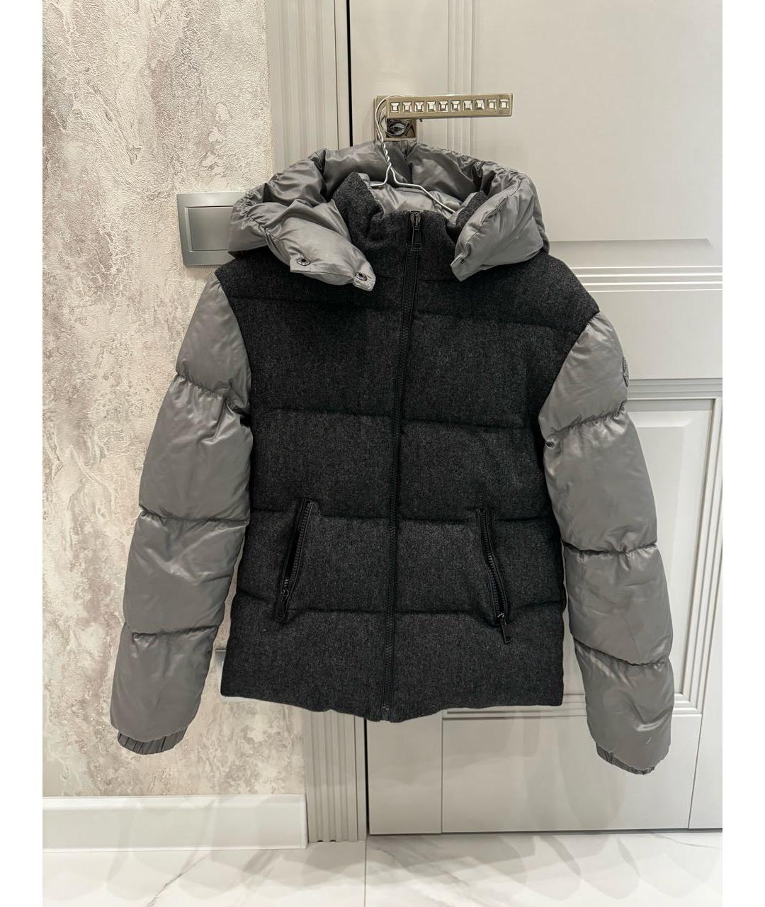 MONCLER Антрацитовый шерстяной пуховик, фото 6