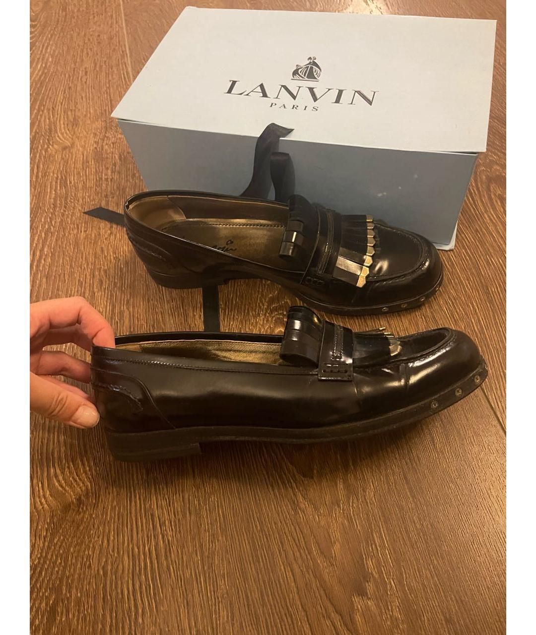 LANVIN Черные кожаные лоферы, фото 6