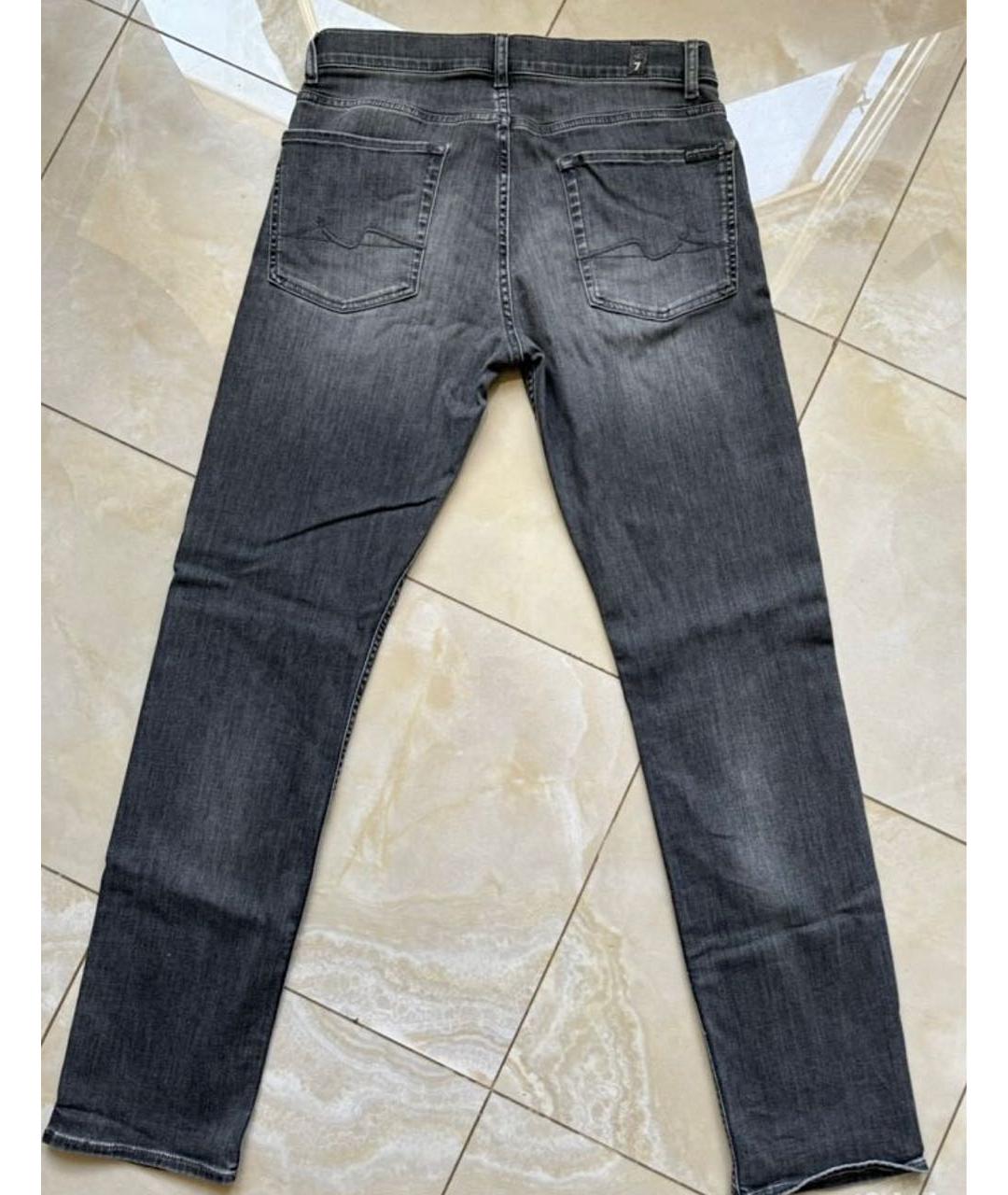 7 FOR ALL MANKIND Антрацитовые хлопковые прямые джинсы, фото 2