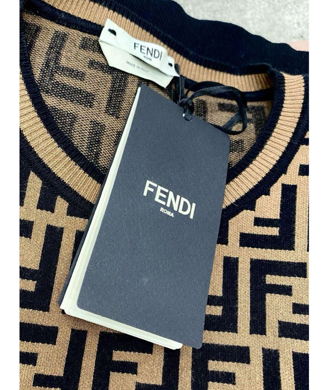 FENDI Коричневый вискозный джемпер / свитер, фото 4