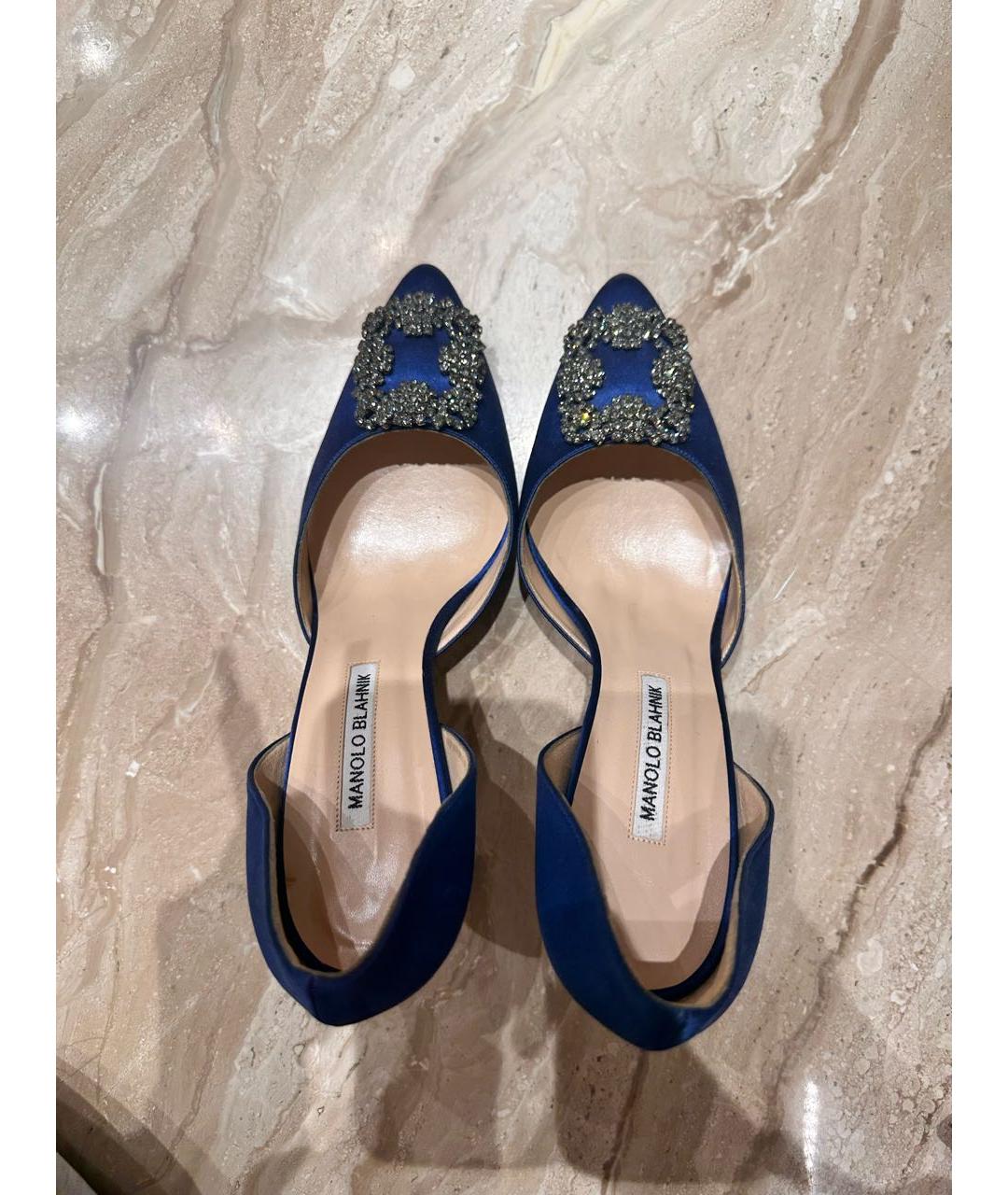 MANOLO BLAHNIK Синие текстильные туфли, фото 3