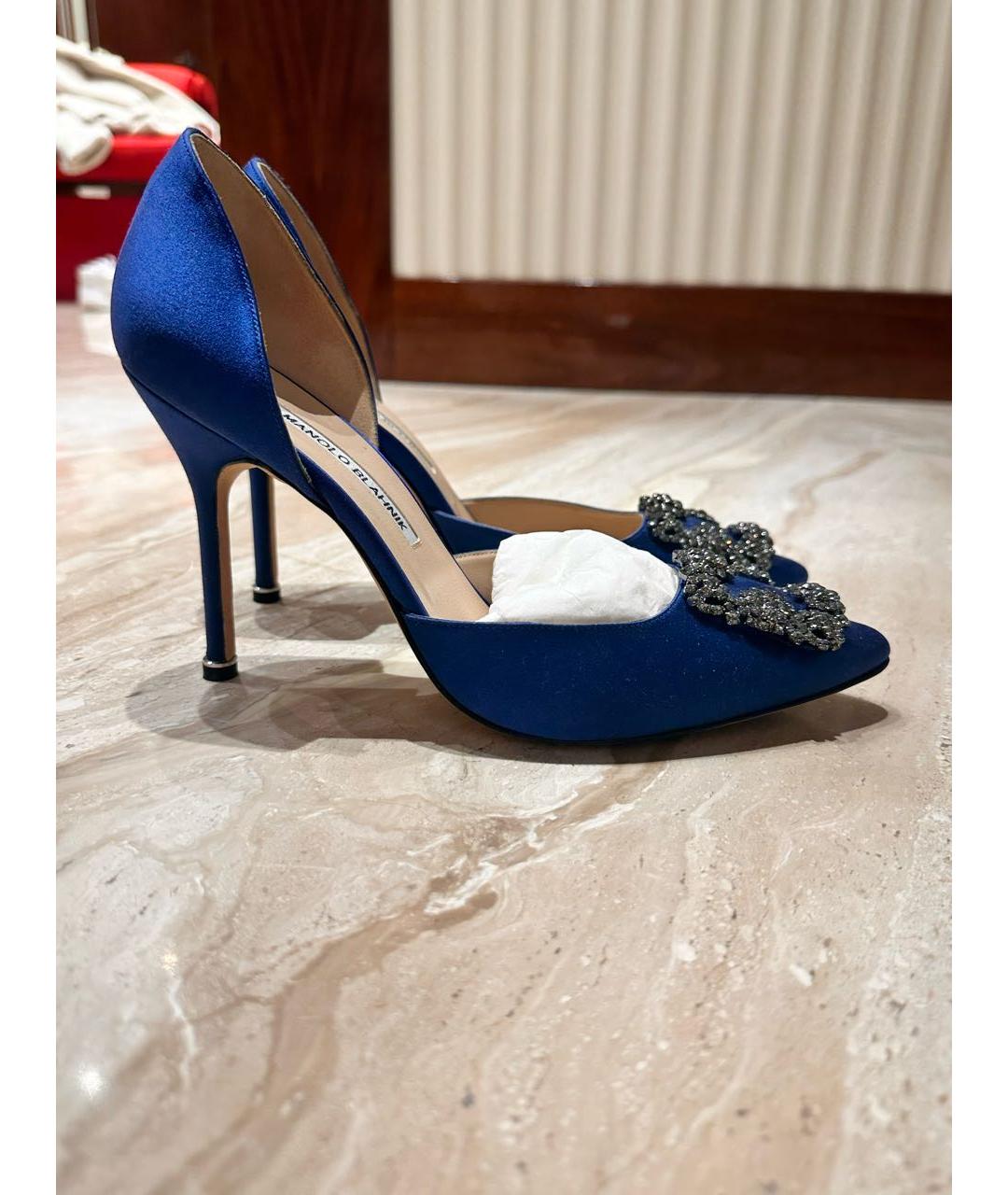 MANOLO BLAHNIK Синие текстильные туфли, фото 5