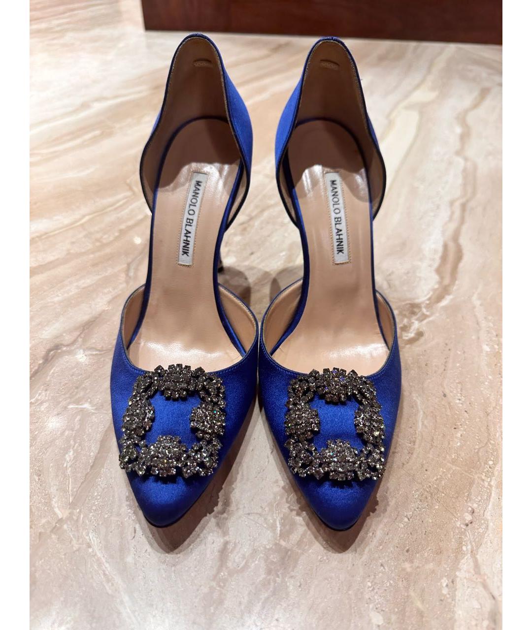 MANOLO BLAHNIK Синие текстильные туфли, фото 2