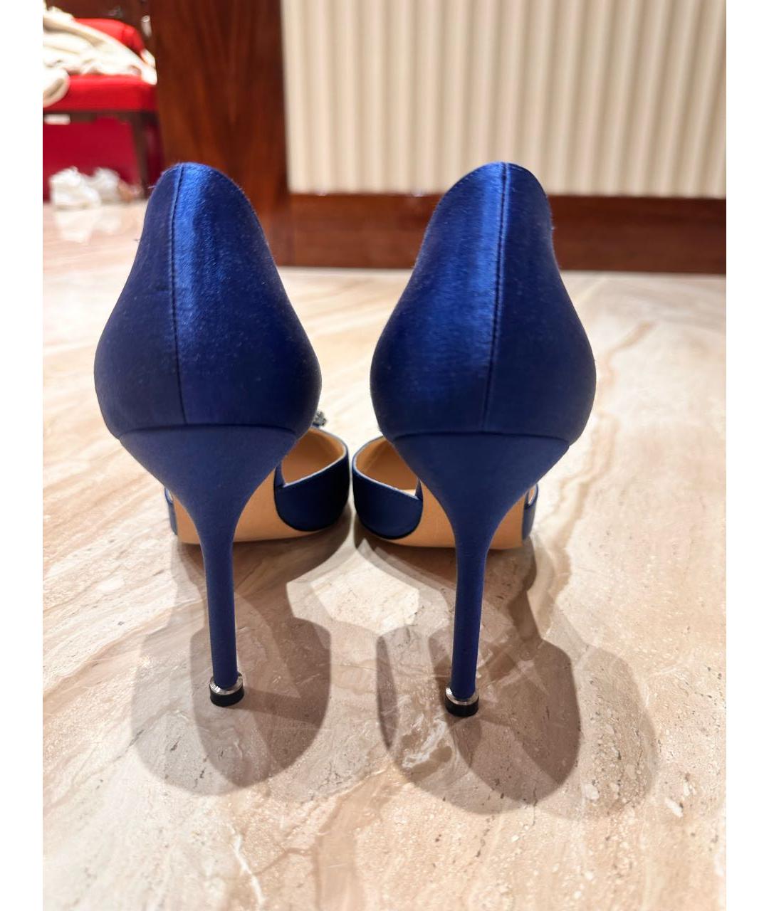 MANOLO BLAHNIK Синие текстильные туфли, фото 4