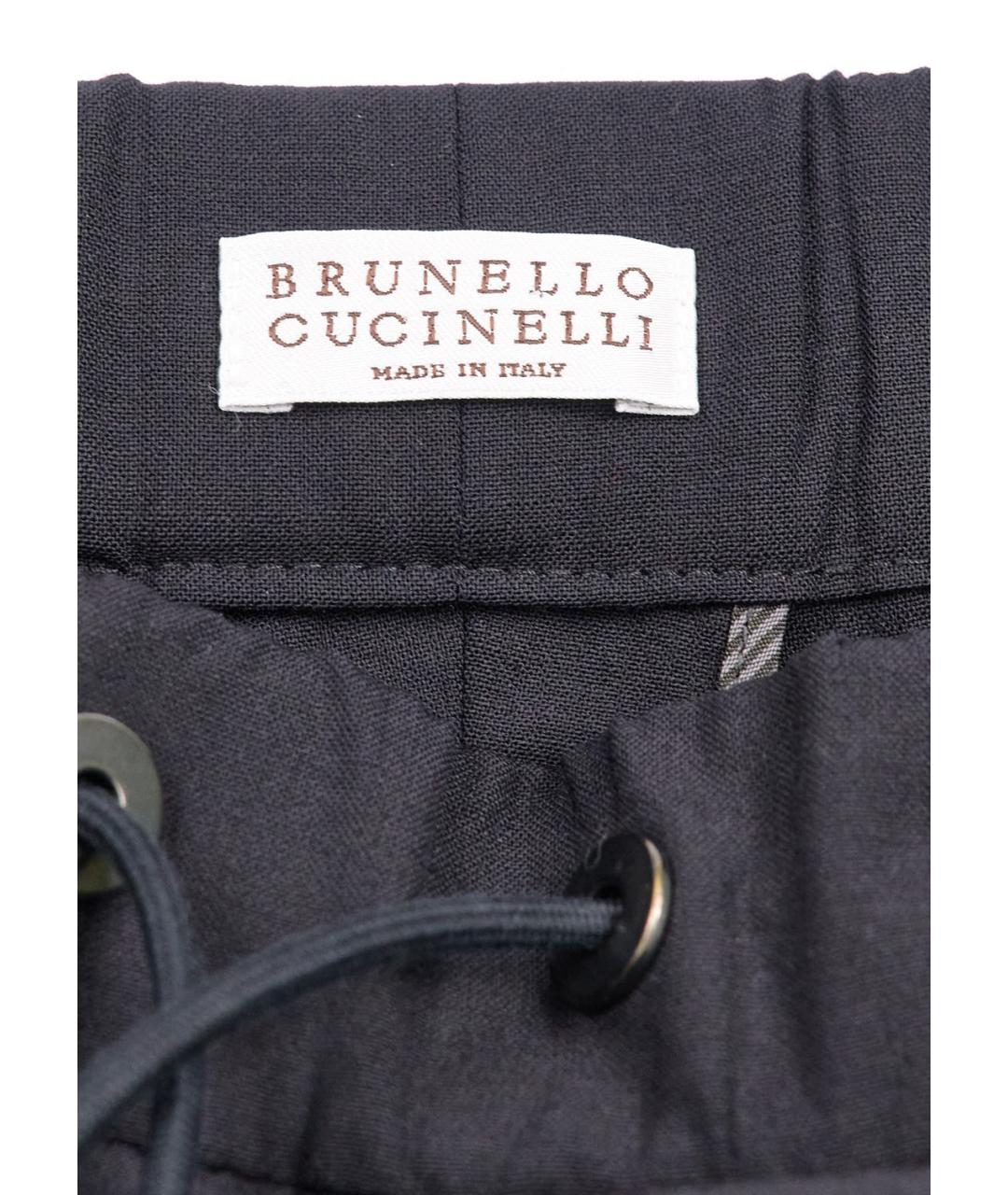 BRUNELLO CUCINELLI Черные шерстяные брюки широкие, фото 3