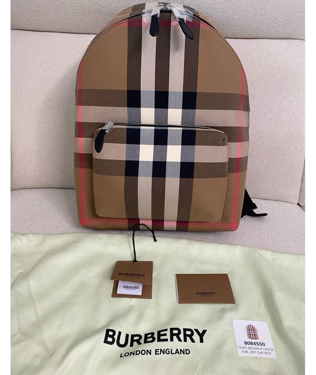 BURBERRY Коричневый хлопковый рюкзак, фото 7