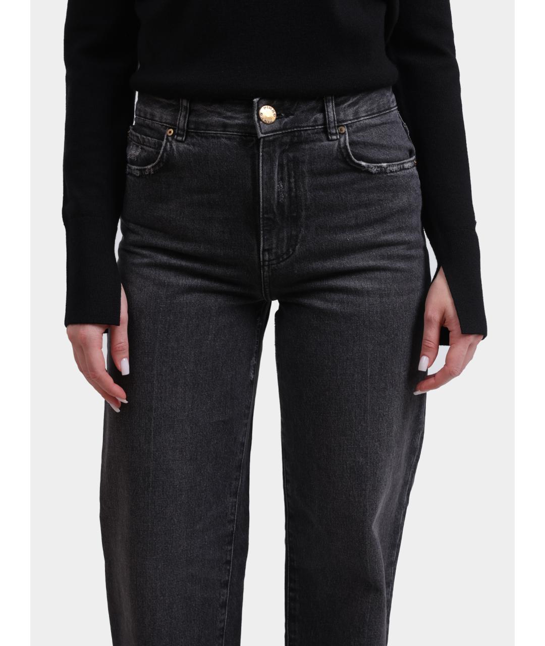 PINKO Черные хлопковые прямые джинсы, фото 4