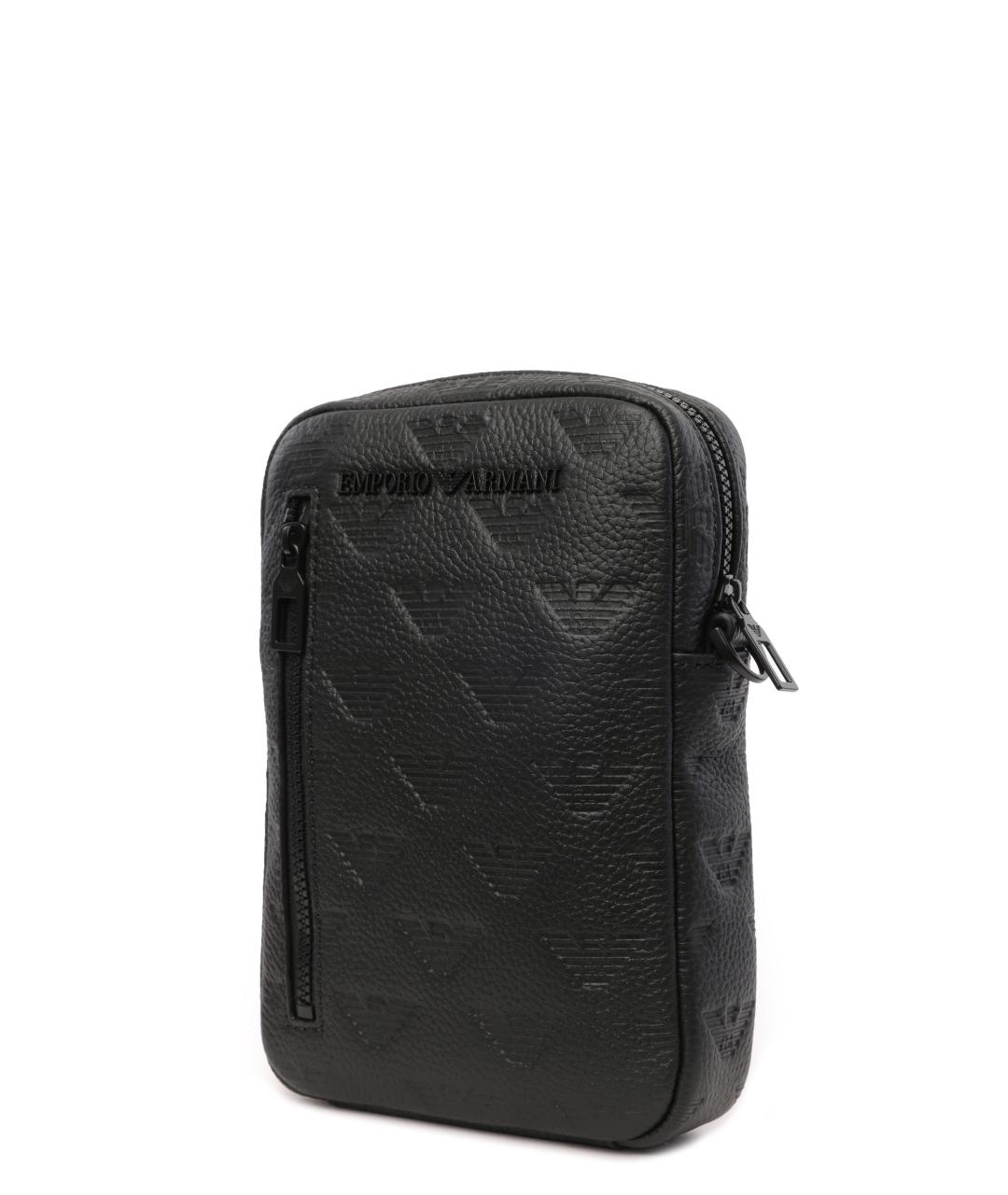 EMPORIO ARMANI Черная кожаная сумка на плечо, фото 2