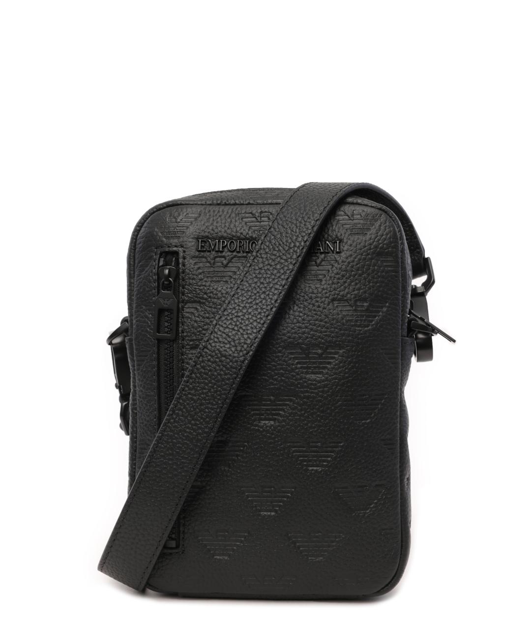 EMPORIO ARMANI Черная кожаная сумка на плечо, фото 4