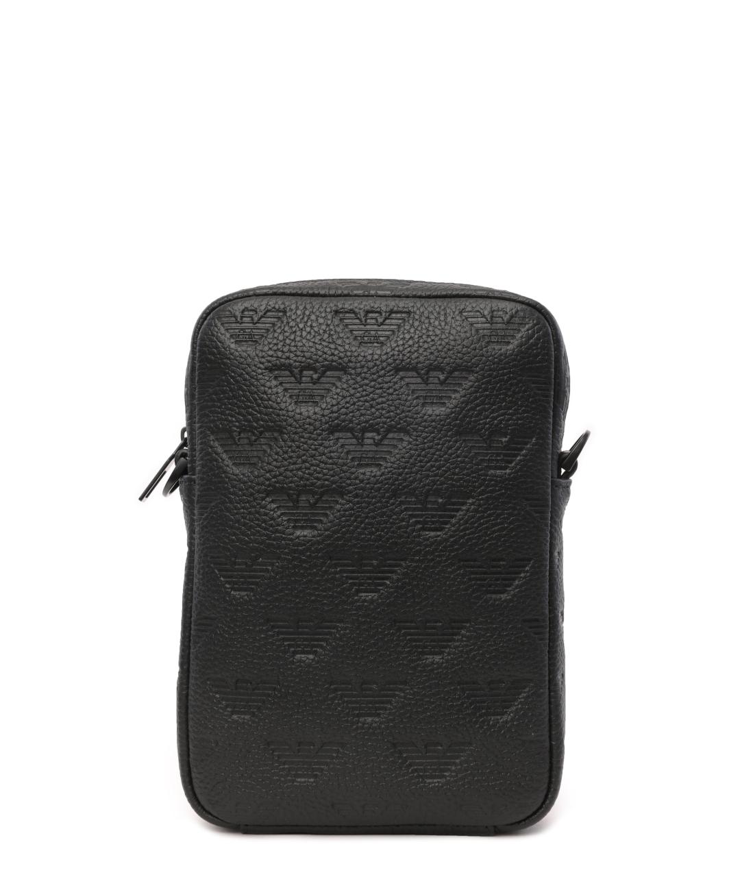 EMPORIO ARMANI Черная кожаная сумка на плечо, фото 3