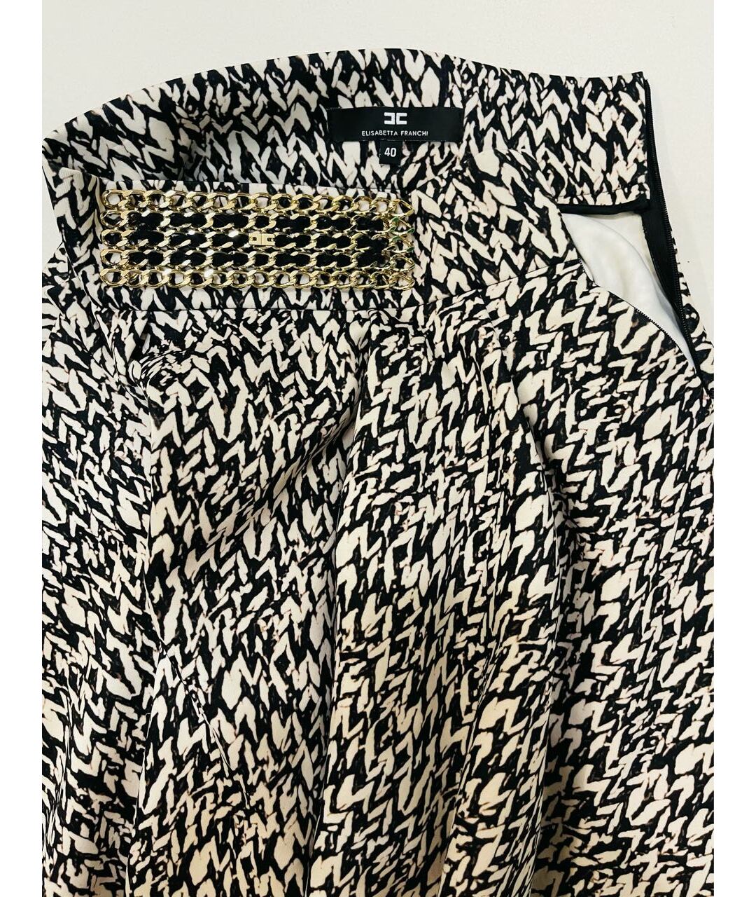 ELISABETTA FRANCHI Бежевая полиэстеровая юбка мини, фото 8