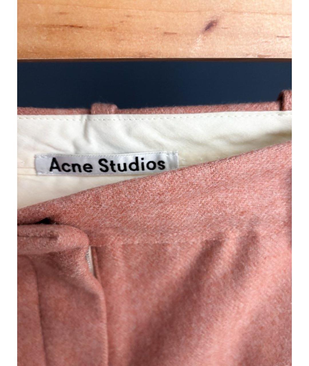 ACNE STUDIOS Розовые шерстяные прямые брюки, фото 4