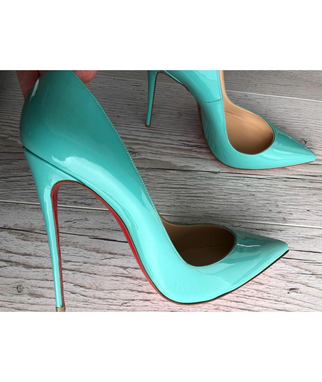 CHRISTIAN LOUBOUTIN Бирюзовые туфли из лакированной кожи, фото 9