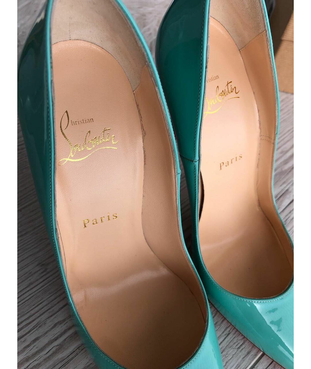 CHRISTIAN LOUBOUTIN Бирюзовые туфли из лакированной кожи, фото 5