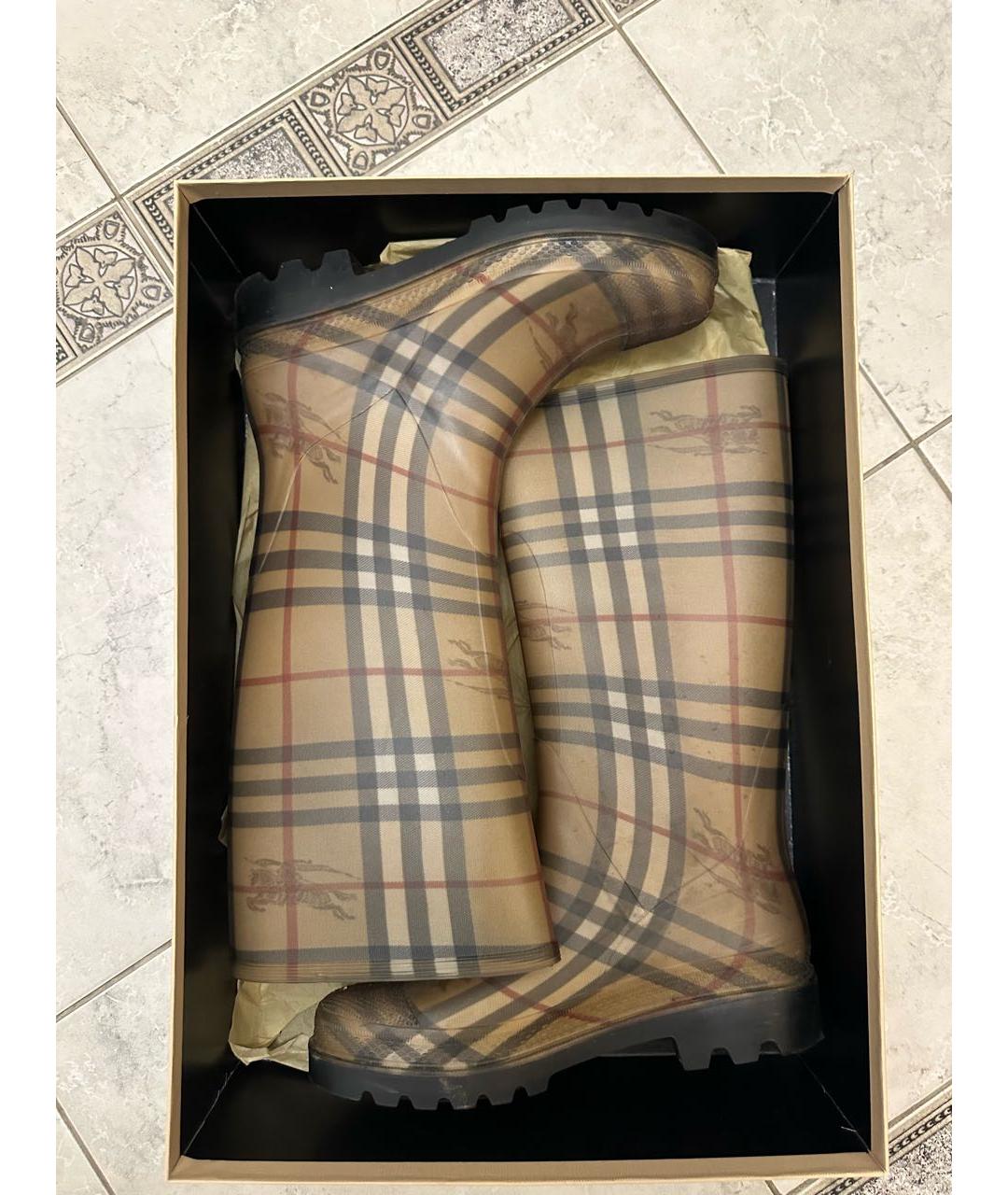 BURBERRY Бежевые резиновые сапоги, фото 2