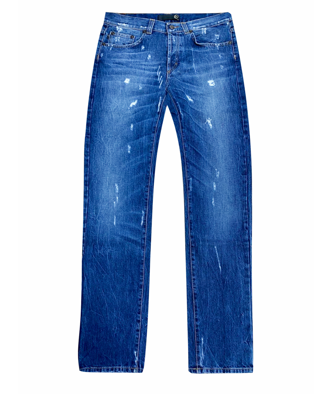 JUST CAVALLI Синие хлопко-кашемировые прямые джинсы, фото 1