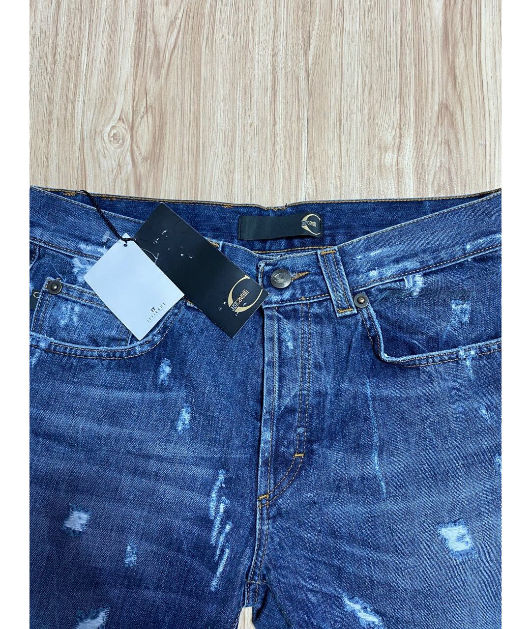 JUST CAVALLI Синие хлопко-кашемировые прямые джинсы, фото 3