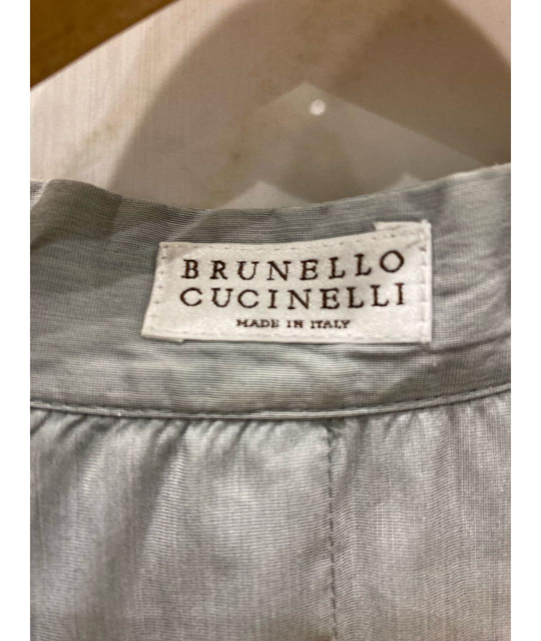 BRUNELLO CUCINELLI Серебряная шелковая блузы, фото 3