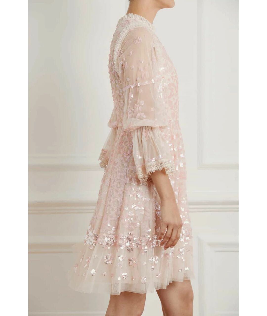 NEEDLE & THREAD Розовое сетчатое вечернее платье, фото 2