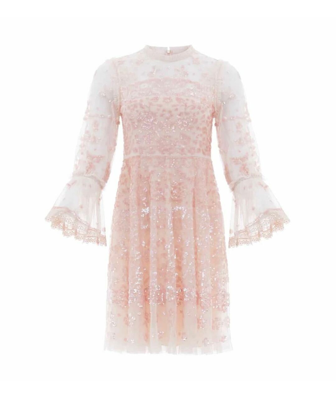 NEEDLE & THREAD Розовое сетчатое вечернее платье, фото 1