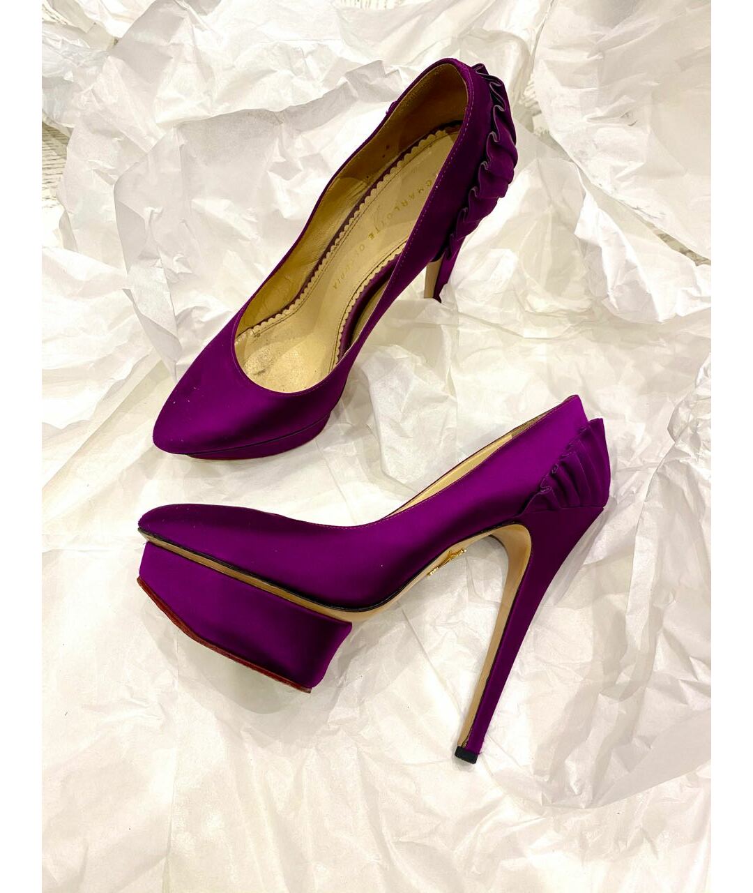 CHARLOTTE OLYMPIA Фиолетовые текстильные туфли, фото 4