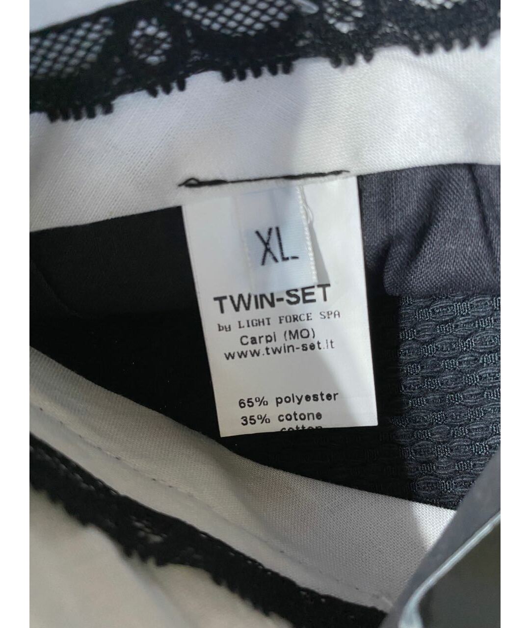 TWIN-SET Черные полиэстеровые прямые брюки, фото 4