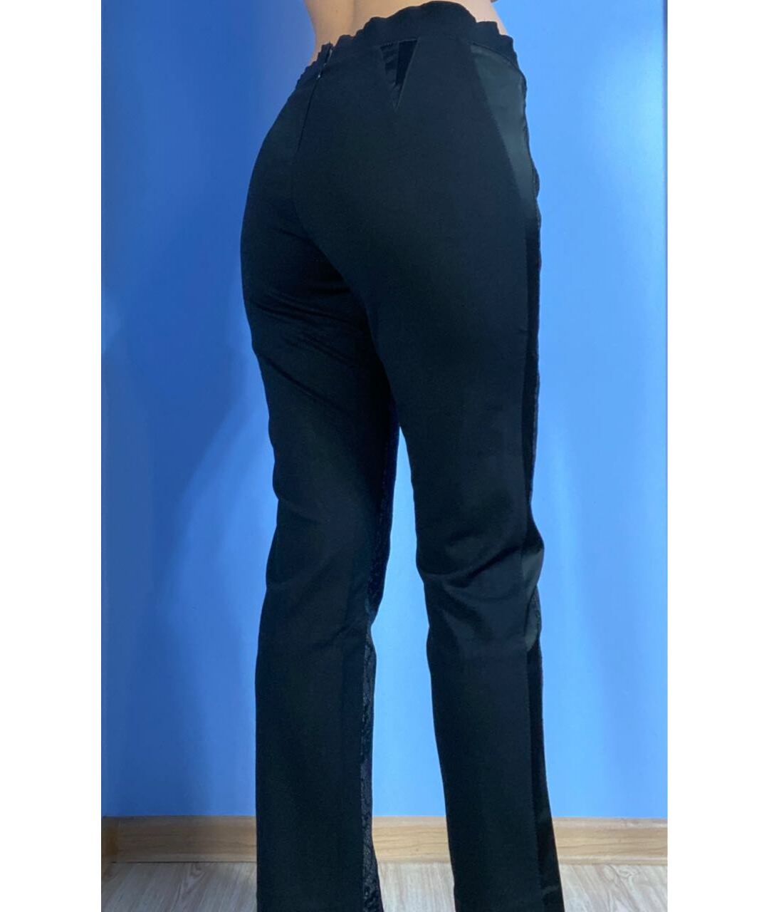 VDP Черные вискозные прямые брюки, фото 2