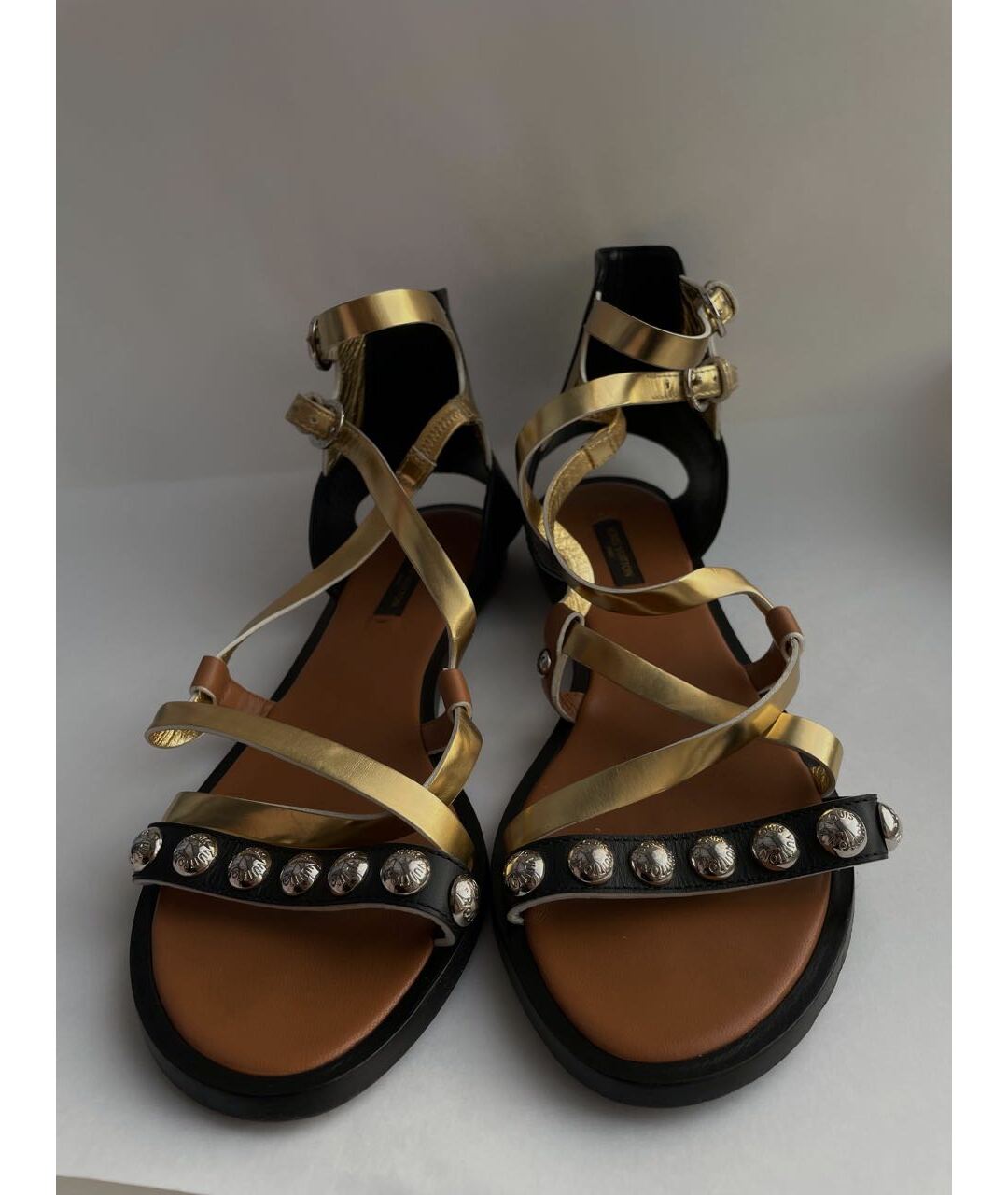LOUIS VUITTON PRE-OWNED Золотые кожаные сандалии, фото 2