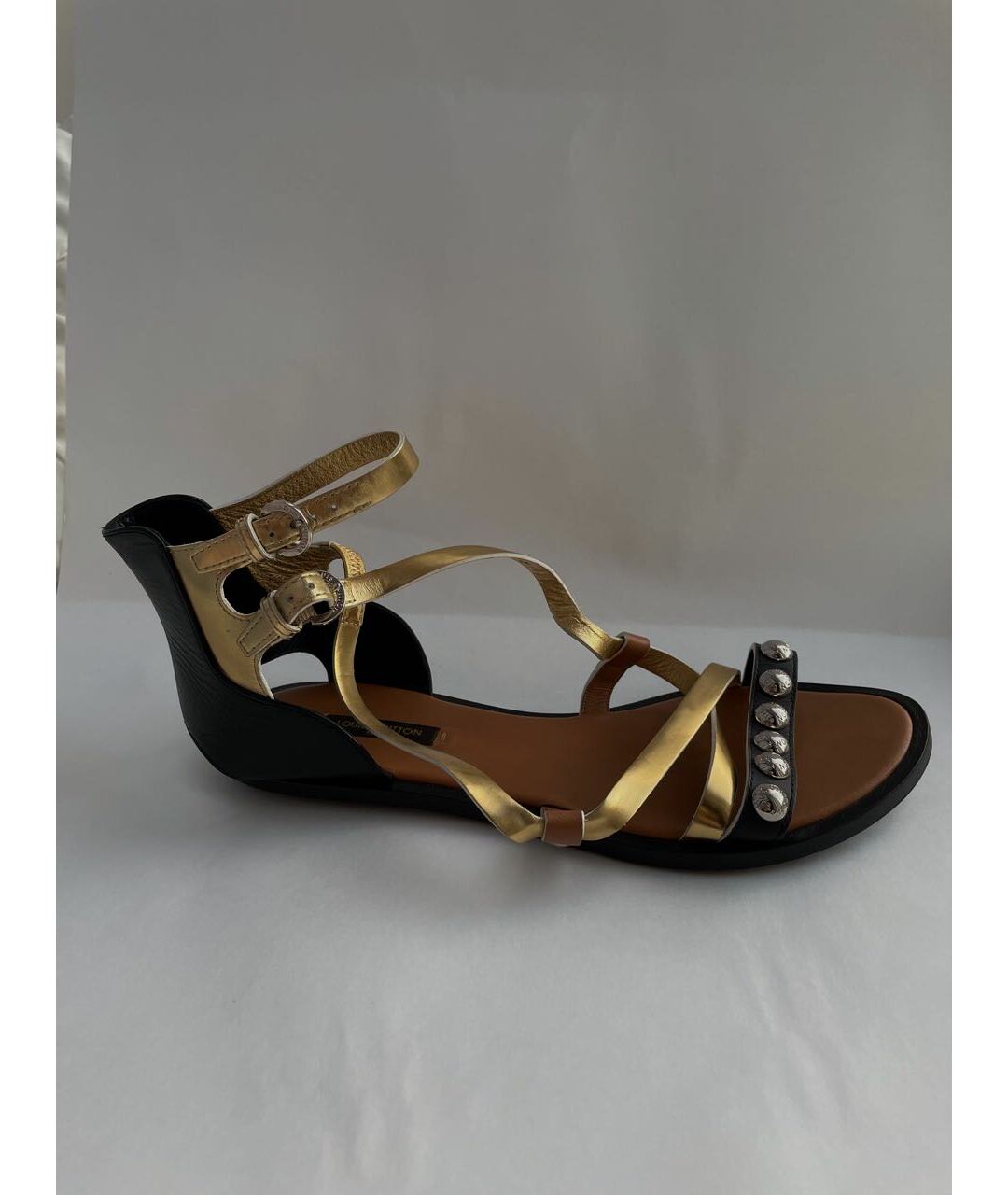LOUIS VUITTON PRE-OWNED Золотые кожаные сандалии, фото 9