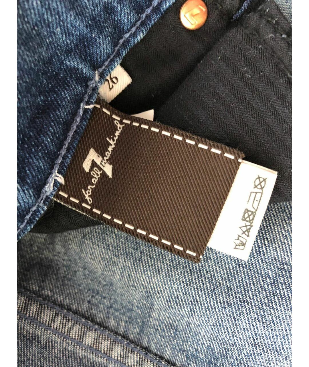 CURRENT/ELLIOTT Синие хлопко-лиоцелловые прямые джинсы, фото 7