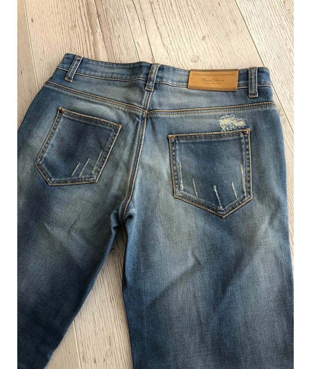 ERMANNO SCERVINO Голубые хлопко-эластановые джинсы слим, фото 2