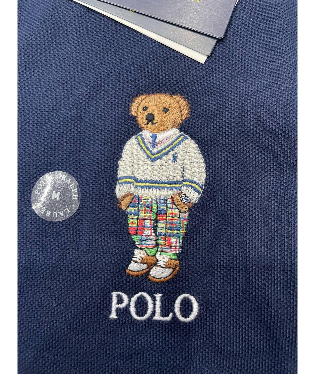 POLO RALPH LAUREN Темно-синее хлопковое поло с коротким рукавом, фото 2