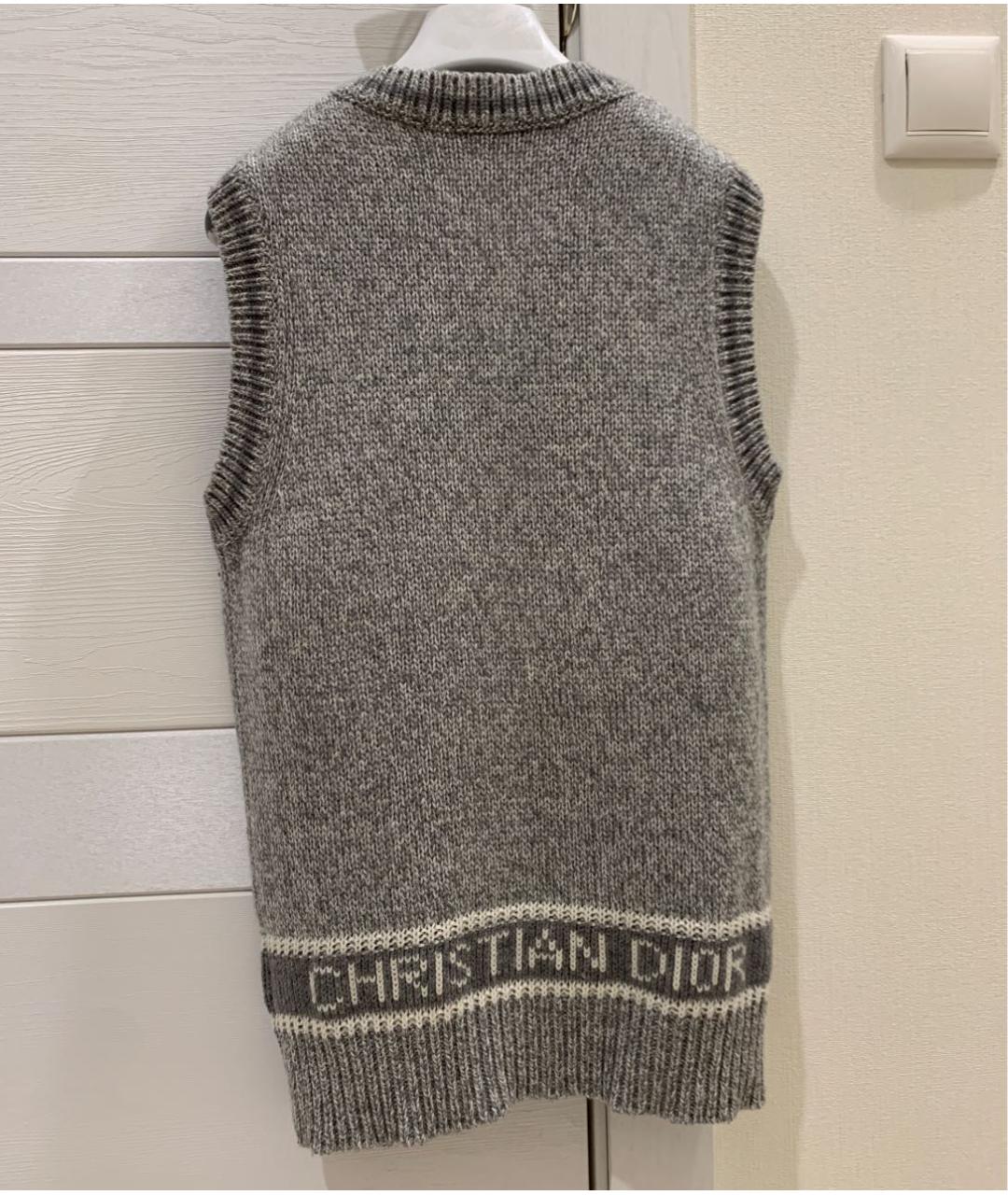 CHRISTIAN DIOR Серая шерстяная жилетка, фото 2