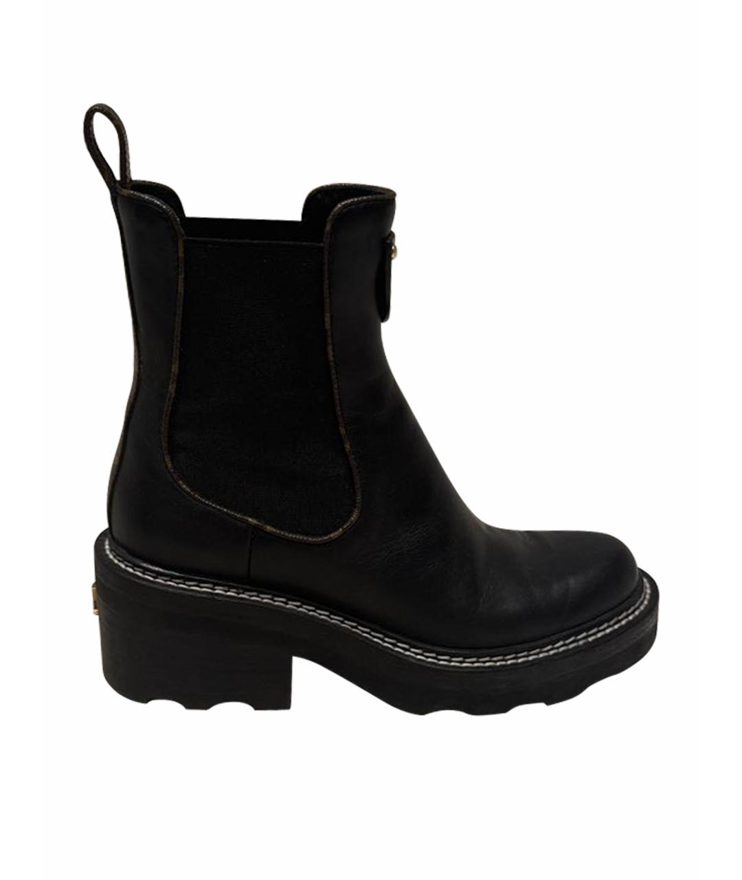 LOUIS VUITTON Черные кожаные ботинки, фото 1