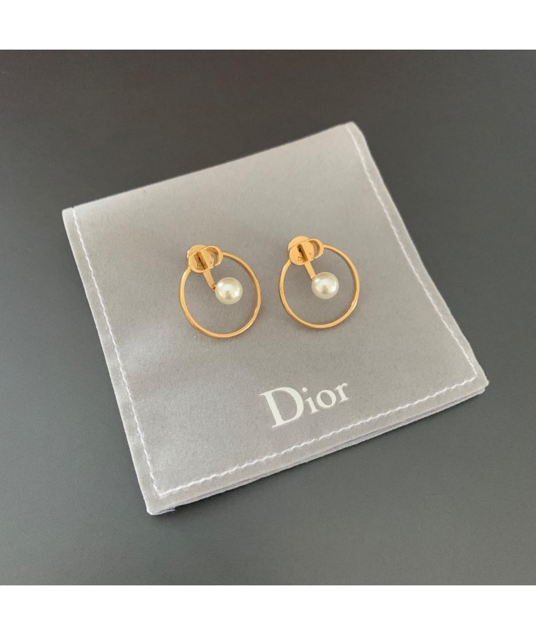 CHRISTIAN DIOR Золотые металлические серьги, фото 8