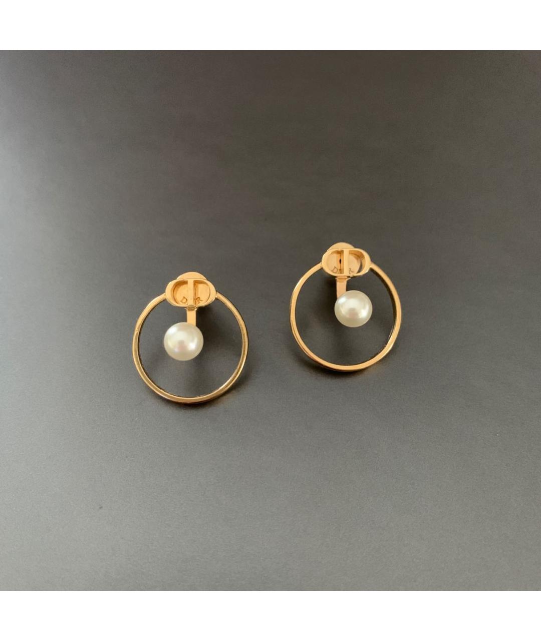 CHRISTIAN DIOR Золотые металлические серьги, фото 2