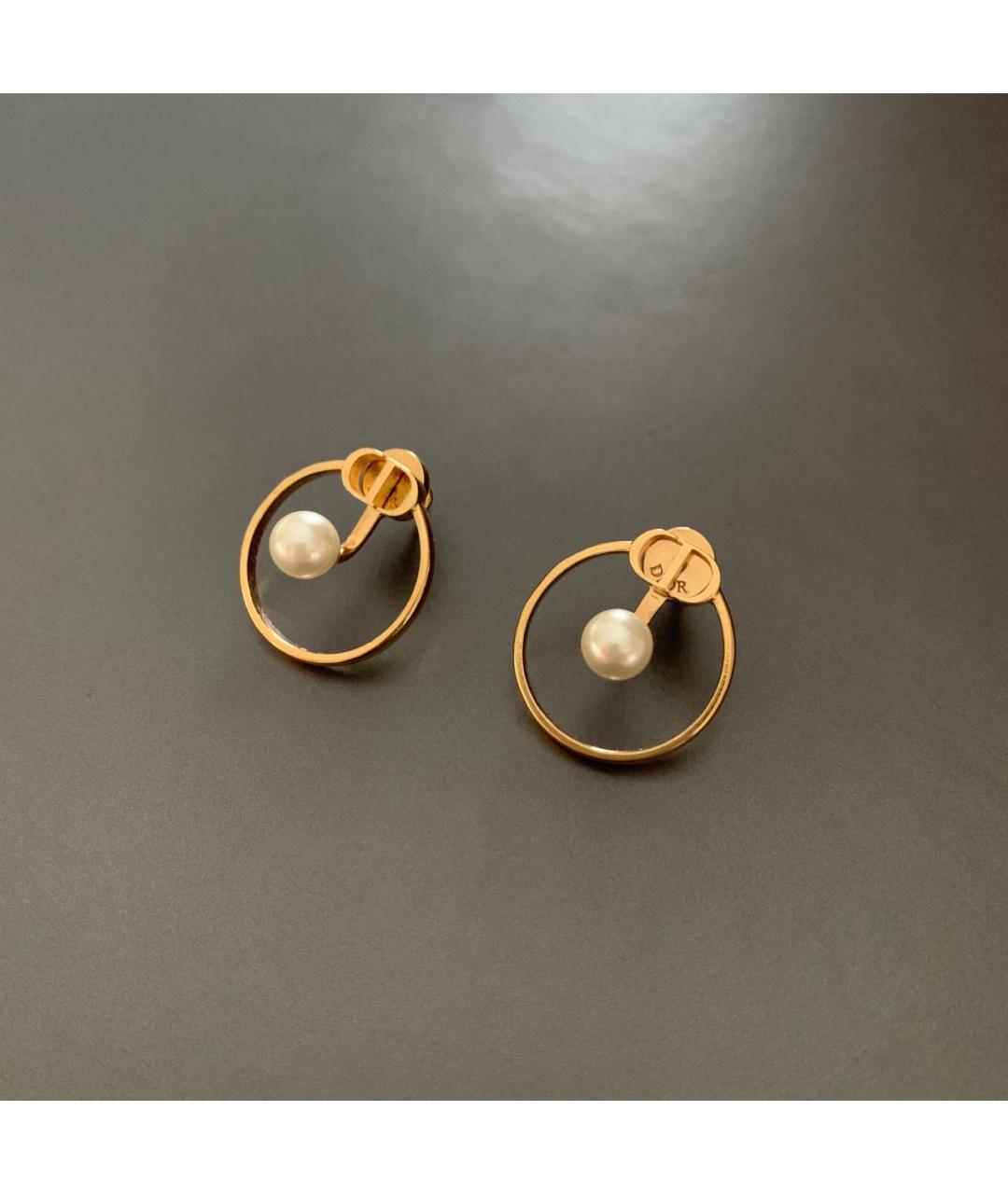 CHRISTIAN DIOR Золотые металлические серьги, фото 4