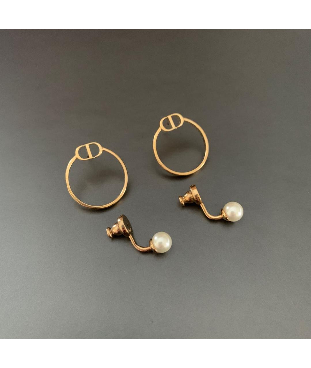 CHRISTIAN DIOR Золотые металлические серьги, фото 6