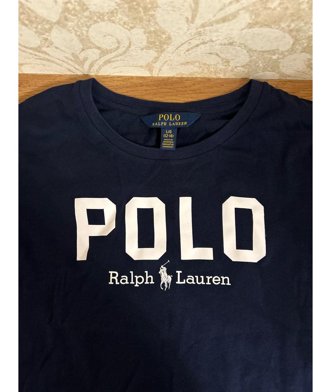 POLO RALPH LAUREN Темно-синий хлопковый детская футболка / топ, фото 3