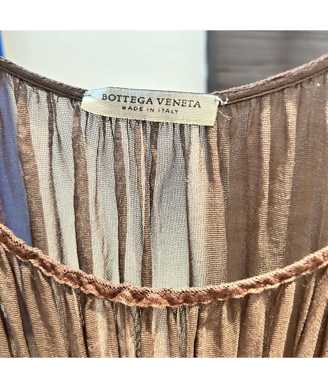 BOTTEGA VENETA Коричневое шелковое коктейльное платье, фото 4