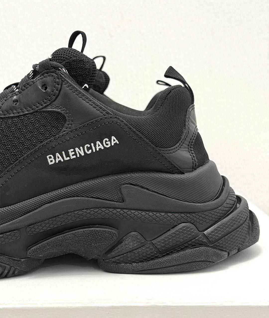 BALENCIAGA Черные кожаные низкие кроссовки / кеды, фото 6