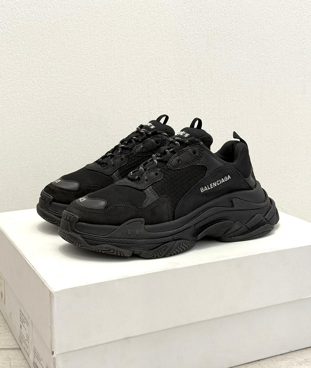BALENCIAGA Черные кожаные низкие кроссовки / кеды, фото 2