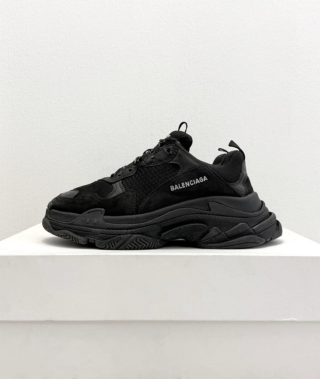 BALENCIAGA Черные кожаные низкие кроссовки / кеды, фото 5