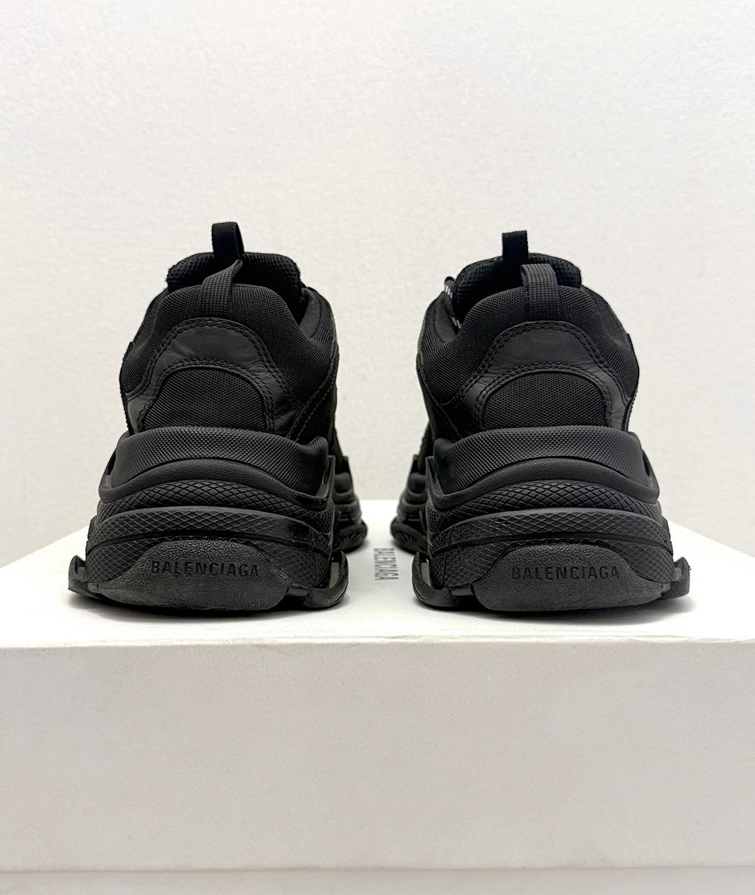 BALENCIAGA Черные кожаные низкие кроссовки / кеды, фото 4