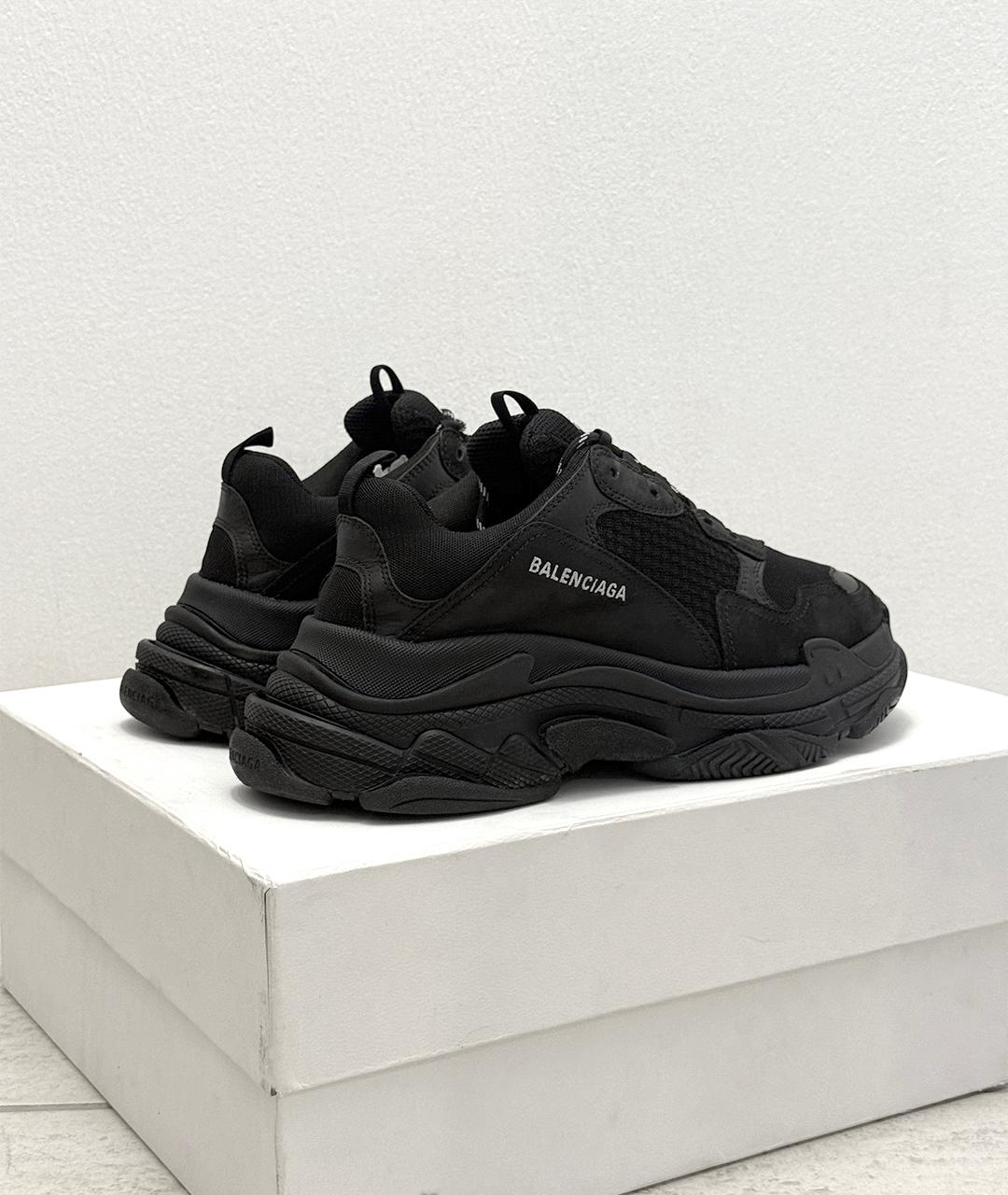 BALENCIAGA Черные кожаные низкие кроссовки / кеды, фото 3