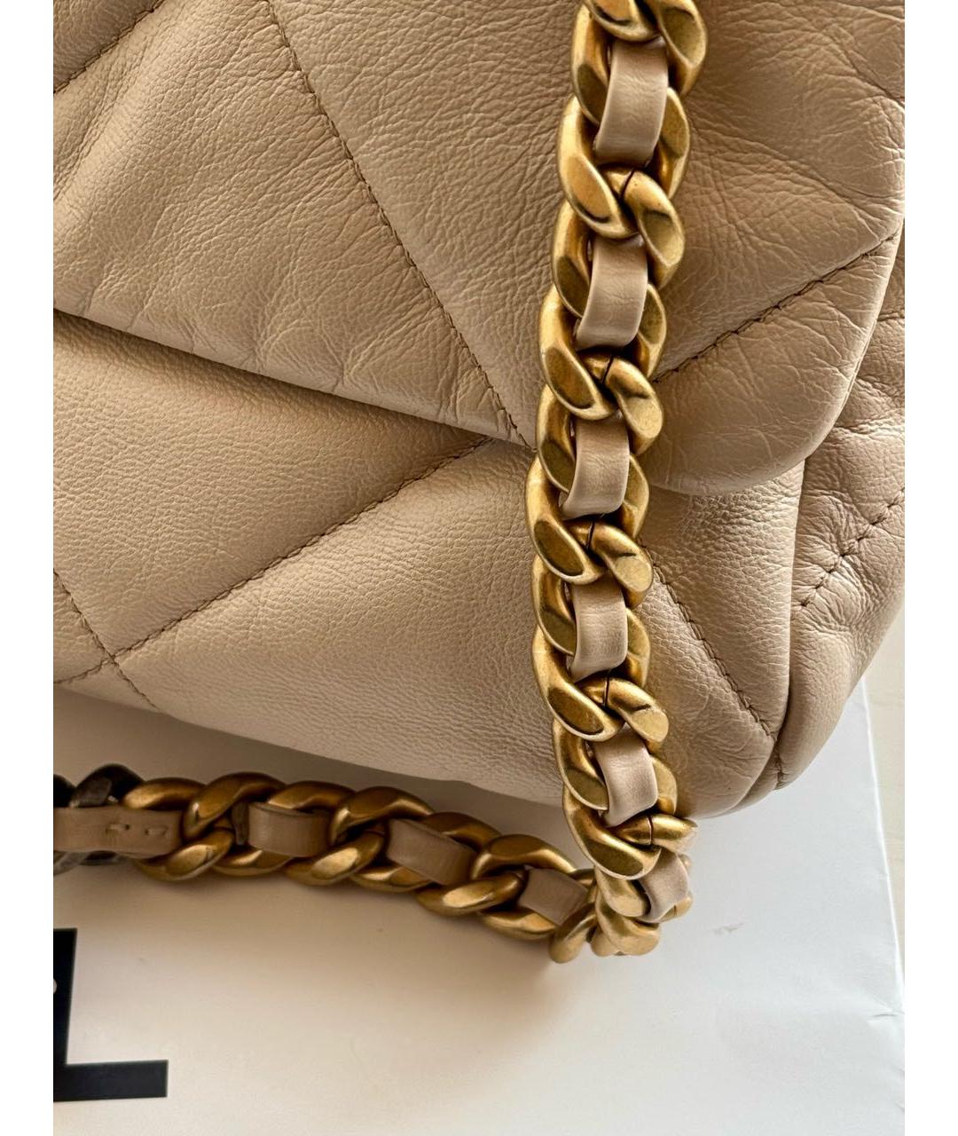 CHANEL Бежевая кожаная сумка через плечо, фото 7